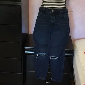 American Eagle Outfitters Dark Blue Cropped Jeans